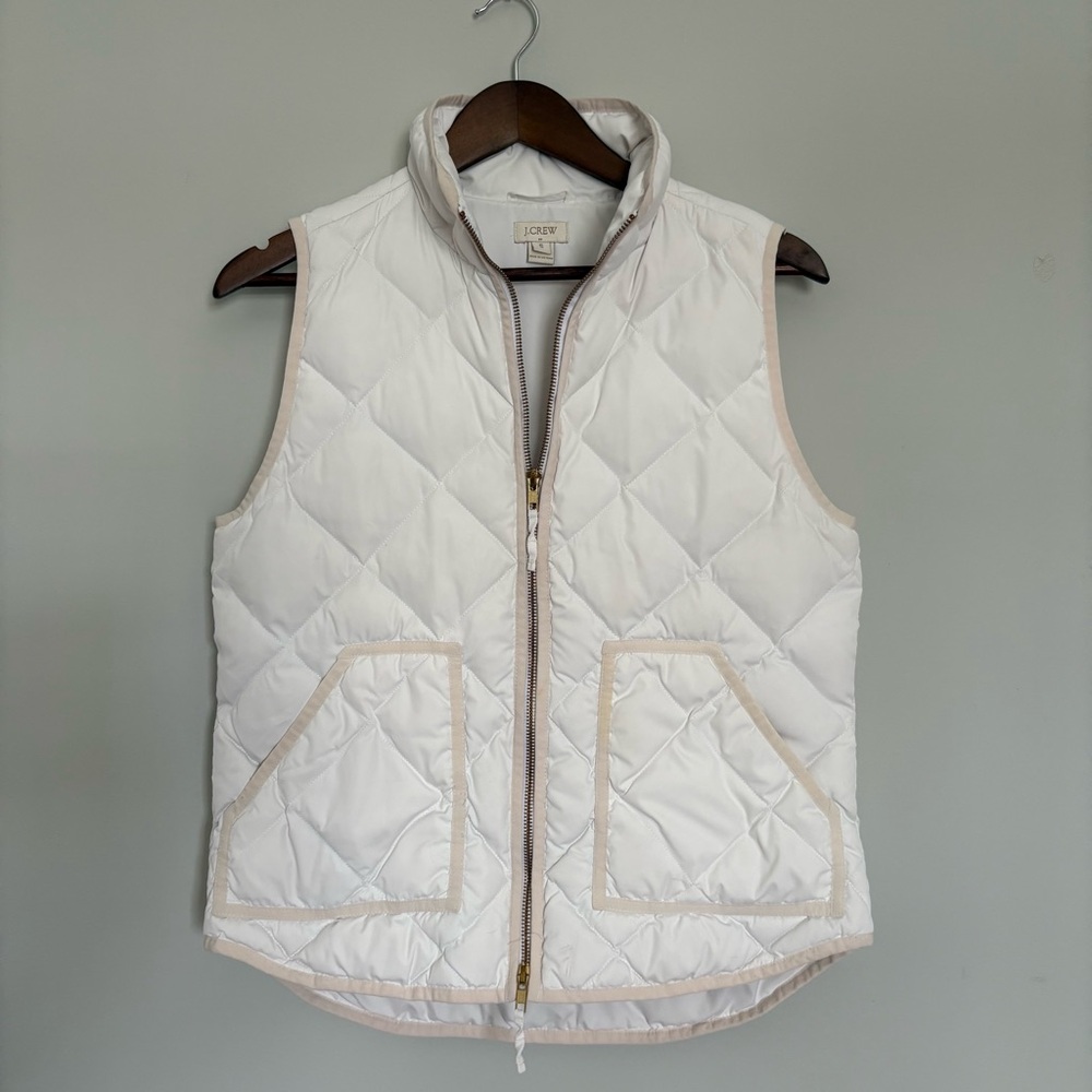 J.Crew Quilted‎ Puffer Vest White Ivory Size Small